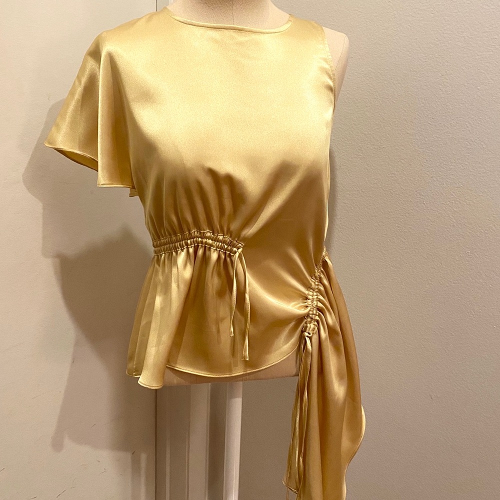 TOPSHOP Chartreuse Blouse Small